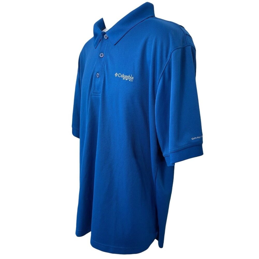 Columbia PFG Men's Omni-Shade Short Sleeve Fishing Gear Blue Polo XXL